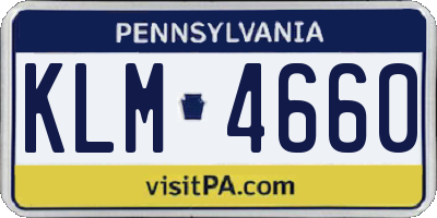 PA license plate KLM4660