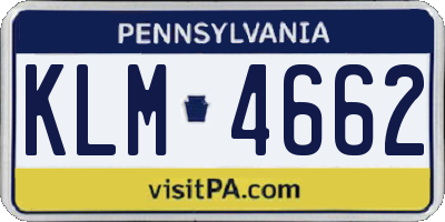 PA license plate KLM4662