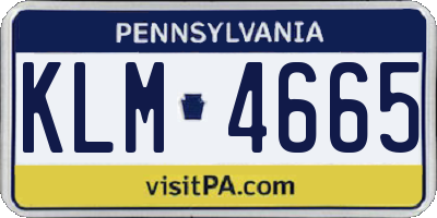 PA license plate KLM4665