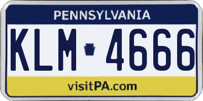 PA license plate KLM4666