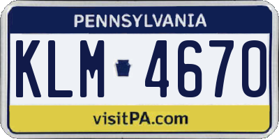 PA license plate KLM4670