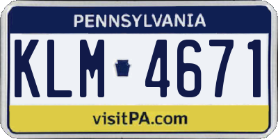 PA license plate KLM4671