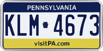PA license plate KLM4673