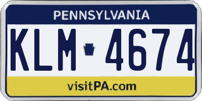 PA license plate KLM4674