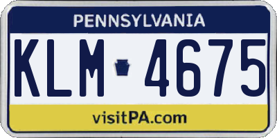PA license plate KLM4675