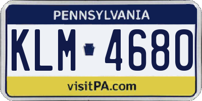 PA license plate KLM4680