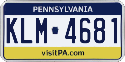 PA license plate KLM4681