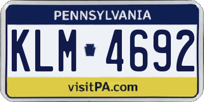 PA license plate KLM4692