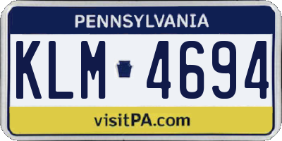 PA license plate KLM4694