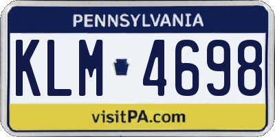 PA license plate KLM4698