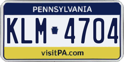 PA license plate KLM4704