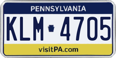 PA license plate KLM4705