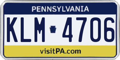 PA license plate KLM4706