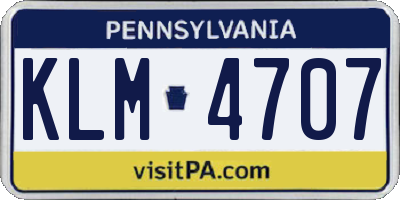 PA license plate KLM4707