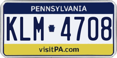 PA license plate KLM4708