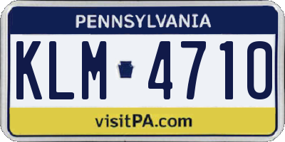 PA license plate KLM4710
