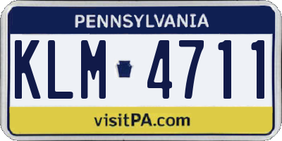 PA license plate KLM4711