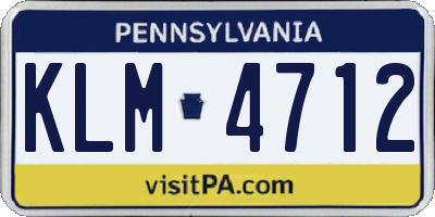 PA license plate KLM4712