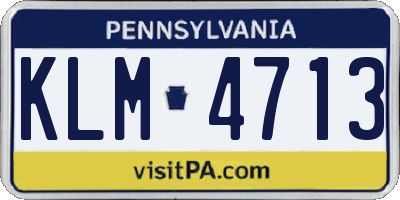PA license plate KLM4713