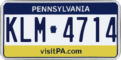 PA license plate KLM4714