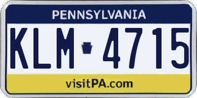 PA license plate KLM4715