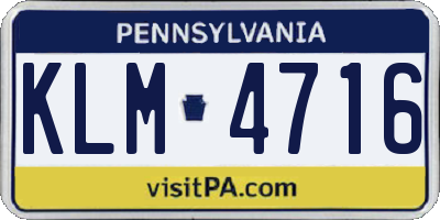 PA license plate KLM4716