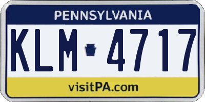 PA license plate KLM4717