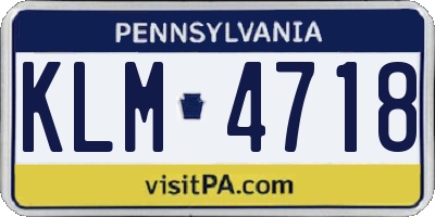 PA license plate KLM4718