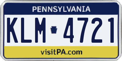 PA license plate KLM4721