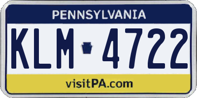 PA license plate KLM4722