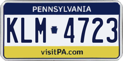 PA license plate KLM4723