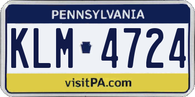 PA license plate KLM4724