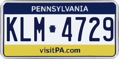 PA license plate KLM4729