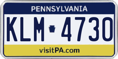 PA license plate KLM4730