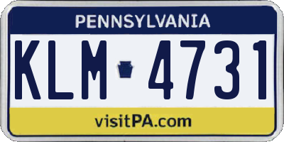 PA license plate KLM4731