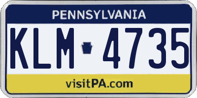 PA license plate KLM4735