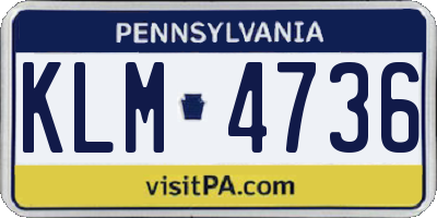 PA license plate KLM4736