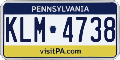 PA license plate KLM4738