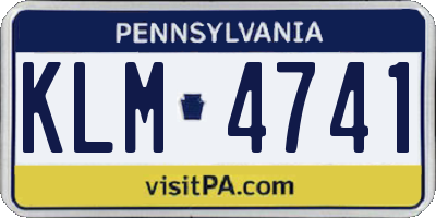 PA license plate KLM4741