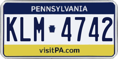PA license plate KLM4742