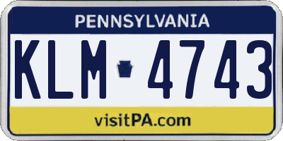 PA license plate KLM4743