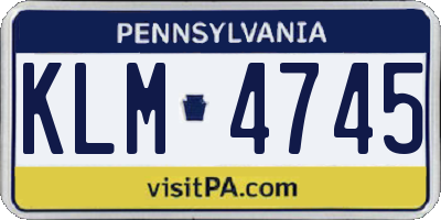 PA license plate KLM4745
