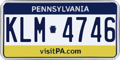 PA license plate KLM4746
