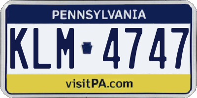 PA license plate KLM4747