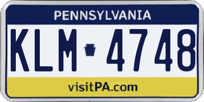PA license plate KLM4748