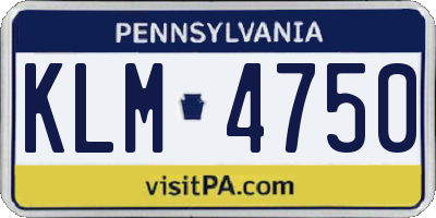 PA license plate KLM4750