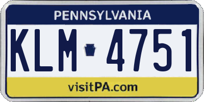 PA license plate KLM4751