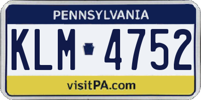 PA license plate KLM4752