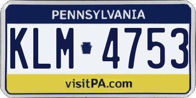 PA license plate KLM4753
