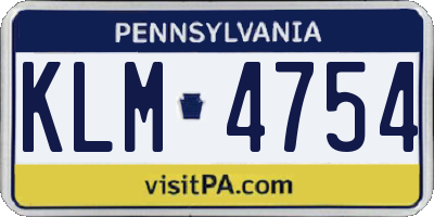 PA license plate KLM4754